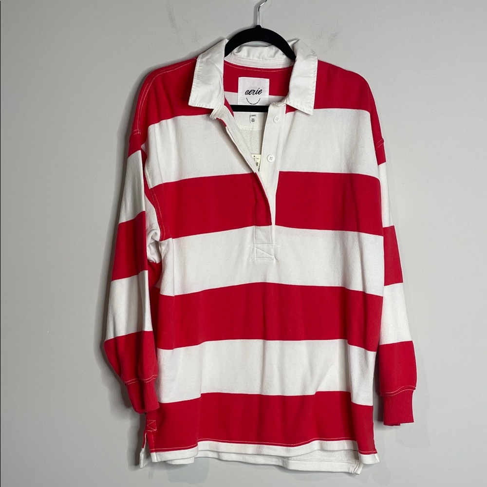 Aerie | Women’s Sporty Prep Rugby Polo Shirt Size Small NWT - Picture 2 of 8